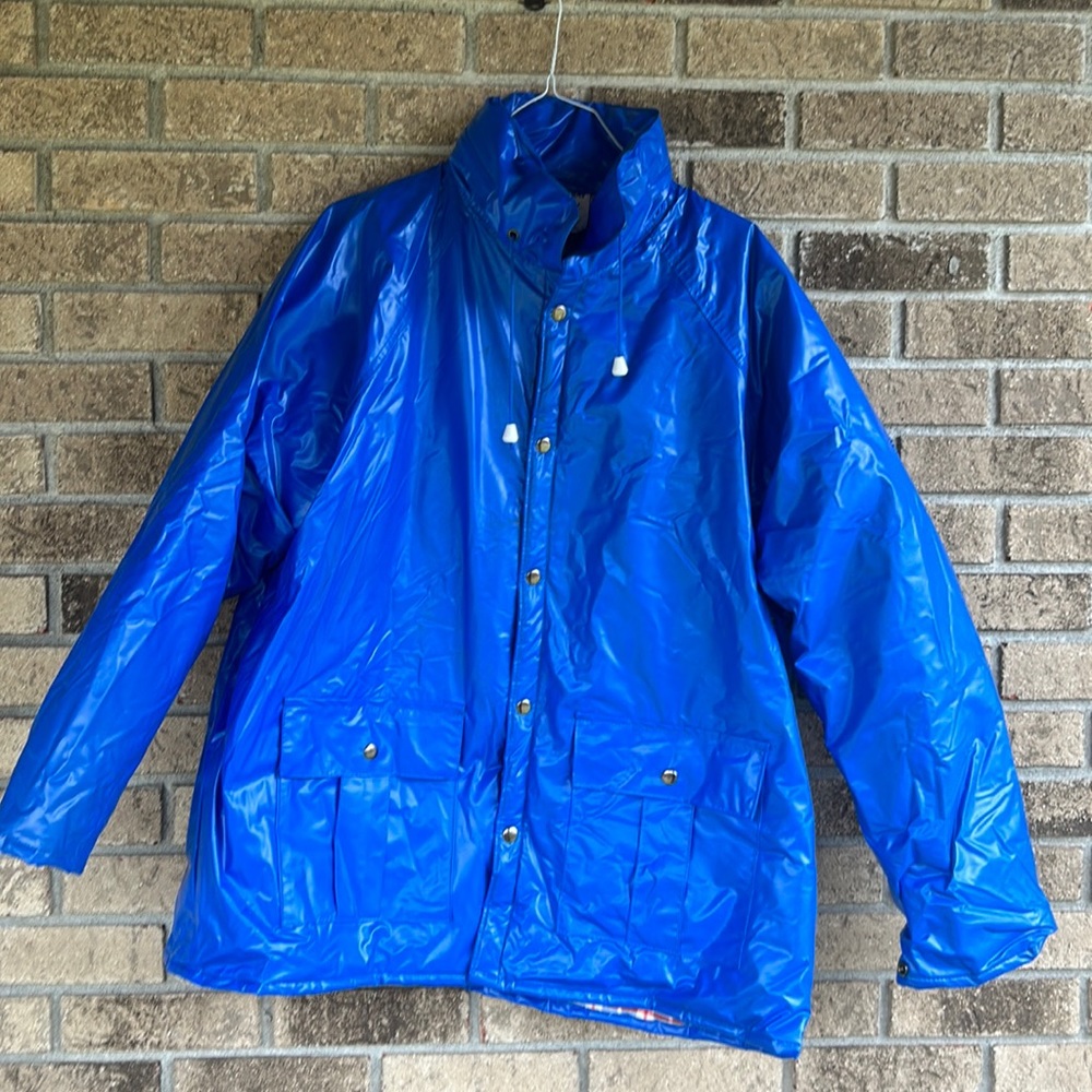 Vintage Duck Bay heavy duty flannel lined rain coat-size XL.